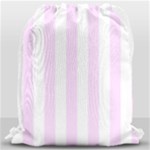 Vertical Stripes - White and Pale Thistle Violet Drawstring Bag (Large)