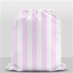 Vertical Stripes - White and Pale Thistle Violet Drawstring Bag (Small)