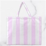 Vertical Stripes - White and Pale Thistle Violet Zipper Large Tote Bag