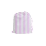 Vertical Stripes - White and Pale Thistle Violet Drawstring Pouch (S)