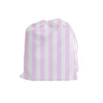 Vertical Stripes - White and Pale Thistle Violet Drawstring Pouch (L)