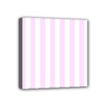 Vertical Stripes - White and Pale Thistle Violet Mini Canvas 4  x 4  (Stretched)