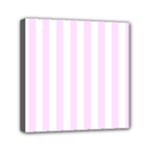 Vertical Stripes - White and Pale Thistle Violet Mini Canvas 6  x 6  (Stretched)