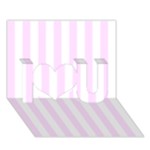 Vertical Stripes - White and Pale Thistle Violet I Love You 3D Greeting Card (7x5)