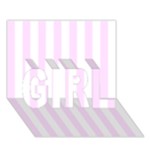 Vertical Stripes - White and Pale Thistle Violet GIRL 3D Greeting Card (7x5)