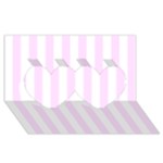 Vertical Stripes - White and Pale Thistle Violet Twin Hearts 3D Greeting Card (8x4)