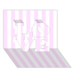 Vertical Stripes - White and Pale Thistle Violet LOVE 3D Greeting Card (7x5)