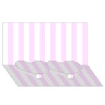 Vertical Stripes - White and Pale Thistle Violet Twin Heart Bottom 3D Greeting Card (8x4)