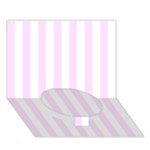 Vertical Stripes - White and Pale Thistle Violet Circle Bottom 3D Greeting Card (7x5)