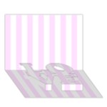 Vertical Stripes - White and Pale Thistle Violet LOVE Bottom 3D Greeting Card (7x5)