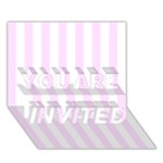Vertical Stripes - White and Pale Thistle Violet YOU ARE INVITED 3D Greeting Card (7x5)