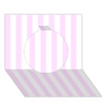 Vertical Stripes - White and Pale Thistle Violet Circle 3D Greeting Card (7x5)