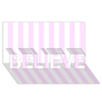 Vertical Stripes - White and Pale Thistle Violet BELIEVE 3D Greeting Card (8x4)