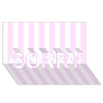 Vertical Stripes - White and Pale Thistle Violet SORRY 3D Greeting Card (8x4)