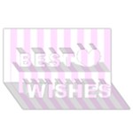 Vertical Stripes - White and Pale Thistle Violet Best Wish 3D Greeting Card (8x4)