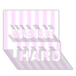 Vertical Stripes - White and Pale Thistle Violet WORK HARD 3D Greeting Card (7x5)