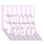 Vertical Stripes - White and Pale Thistle Violet THANK YOU 3D Greeting Card (7x5)
