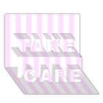 Vertical Stripes - White and Pale Thistle Violet TAKE CARE 3D Greeting Card (7x5)