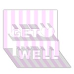 Vertical Stripes - White and Pale Thistle Violet Get Well 3D Greeting Card (7x5)