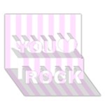 Vertical Stripes - White and Pale Thistle Violet You Rock 3D Greeting Card (7x5)