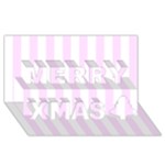 Vertical Stripes - White and Pale Thistle Violet Merry Xmas 3D Greeting Card (8x4)