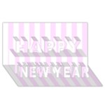 Vertical Stripes - White and Pale Thistle Violet Happy New Year 3D Greeting Card (8x4)