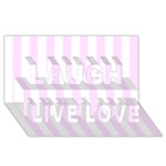Vertical Stripes - White and Pale Thistle Violet Laugh Live Love 3D Greeting Card (8x4)