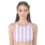 Vertical Stripes - White and Thistle Violet Tank Bikini Top