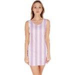 Vertical Stripes - White and Thistle Violet Bodycon Dress
