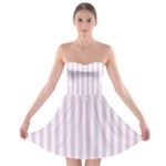 Vertical Stripes - White and Thistle Violet Strapless Bra Top Dress