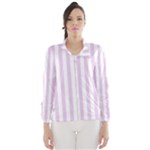 Vertical Stripes - White and Thistle Violet Wind Breaker (Women)