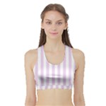 Vertical Stripes - White and Thistle Violet Women s Sports Bra with Border