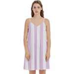 Vertical Stripes - White and Thistle Violet Women s Reversible Sports Bra with Border