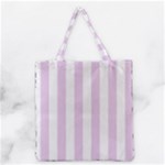 Vertical Stripes - White and Thistle Violet Grocery Tote Bag