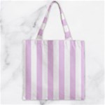 Vertical Stripes - White and Thistle Violet Zipper Grocery Tote Bag