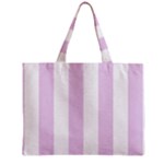 Vertical Stripes - White and Thistle Violet Zipper Mini Tote Bag