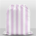 Vertical Stripes - White and Thistle Violet Drawstring Bag (Small)