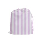 Vertical Stripes - White and Thistle Violet Drawstring Pouch (L)