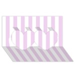 Vertical Stripes - White and Thistle Violet Twin Hearts 3D Greeting Card (8x4)