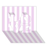Vertical Stripes - White and Thistle Violet LOVE 3D Greeting Card (7x5)