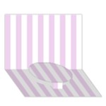 Vertical Stripes - White and Thistle Violet Circle Bottom 3D Greeting Card (7x5)