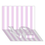 Vertical Stripes - White and Thistle Violet LOVE Bottom 3D Greeting Card (7x5)