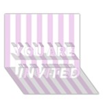 Vertical Stripes - White and Thistle Violet YOU ARE INVITED 3D Greeting Card (7x5)