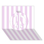 Vertical Stripes - White and Thistle Violet Peace Sign 3D Greeting Card (7x5)