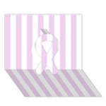 Vertical Stripes - White and Thistle Violet Ribbon 3D Greeting Card (7x5)