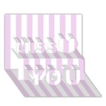 Vertical Stripes - White and Thistle Violet Miss You 3D Greeting Card (7x5)