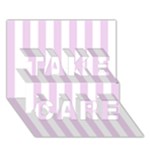 Vertical Stripes - White and Thistle Violet TAKE CARE 3D Greeting Card (7x5)