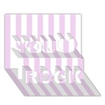 Vertical Stripes - White and Thistle Violet You Rock 3D Greeting Card (7x5)