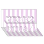 Vertical Stripes - White and Thistle Violet Merry Xmas 3D Greeting Card (8x4)