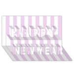 Vertical Stripes - White and Thistle Violet Happy New Year 3D Greeting Card (8x4)